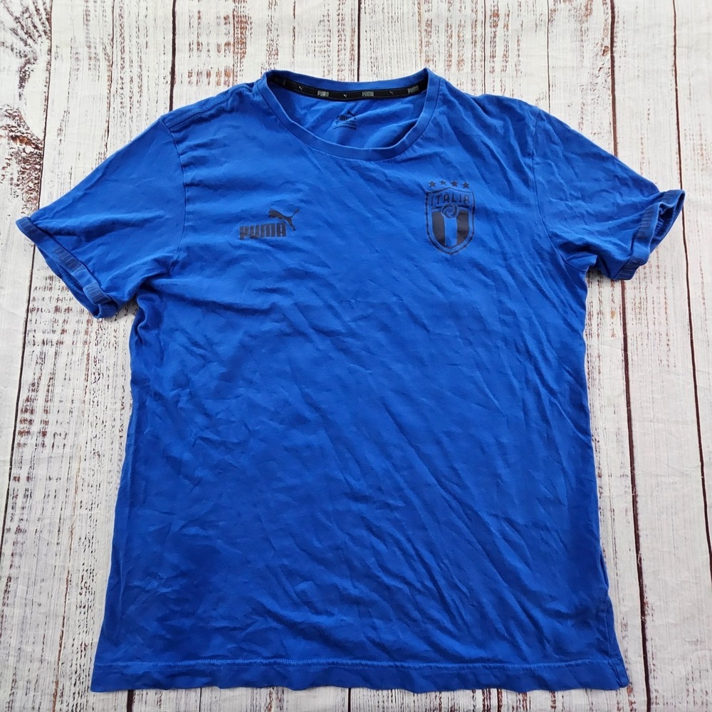 Puma Italia Blue Short Sleeve Cotton T-Shirt Men's M